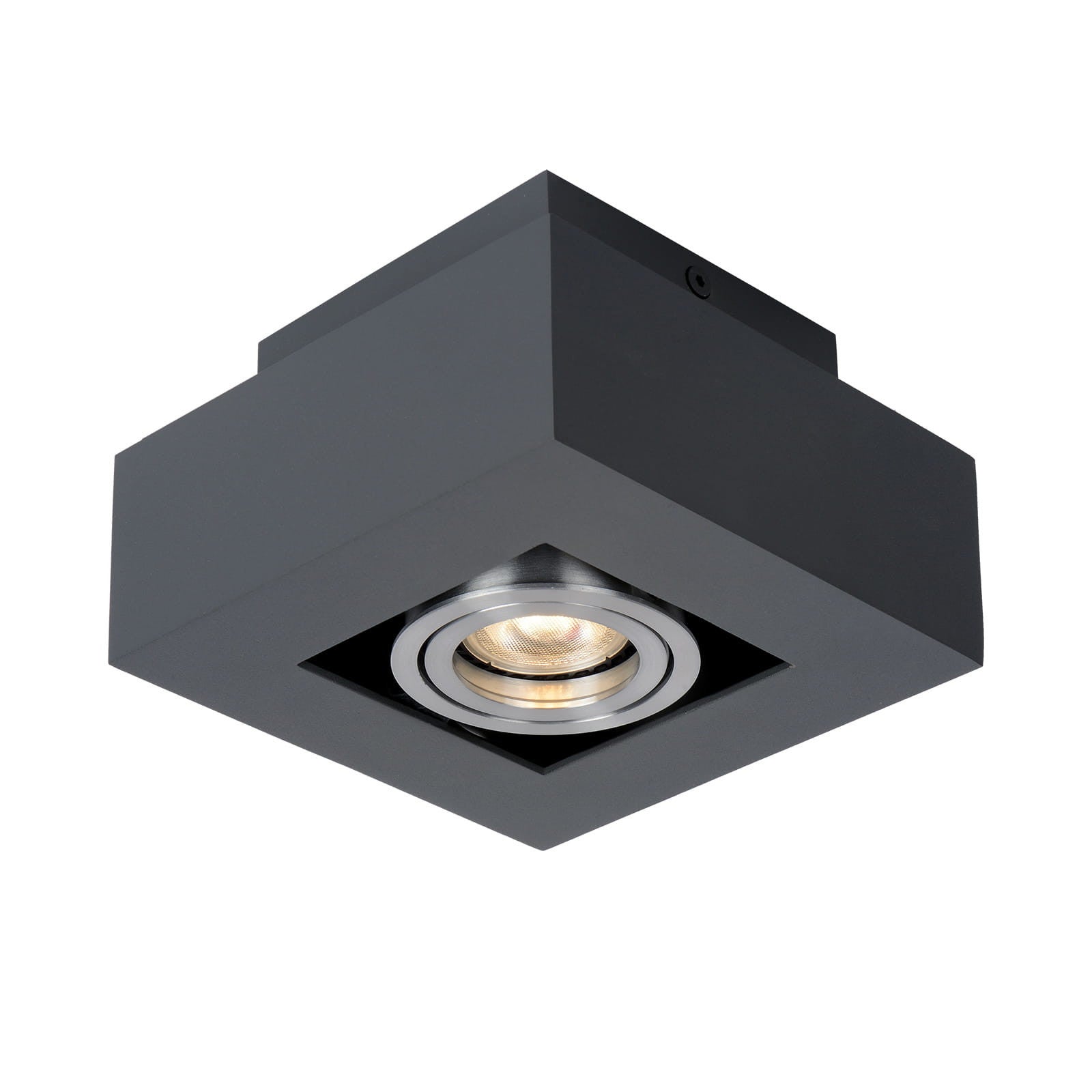 Reflektor sufitowy spot natynkowy Casemiro kwadratowy czarny-chromowany 1xGU10x50W wym: 14 x 14 cm aluminium Italux