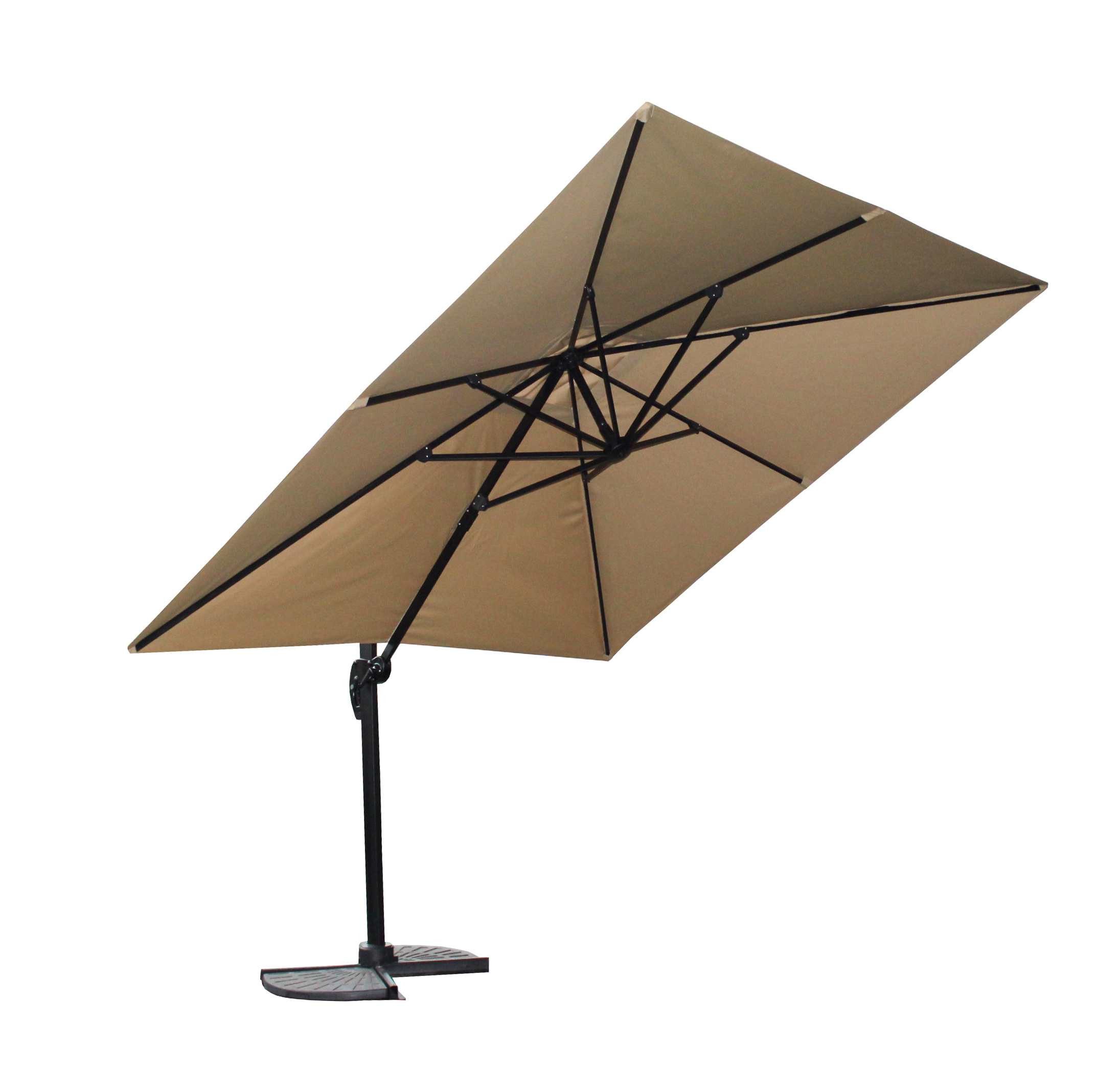Parasol Rom 3x3 m, aluminiowa podstawa, rama żeliwna, płótno poliestrowe 200 g, ochrona UV, obrót 360°