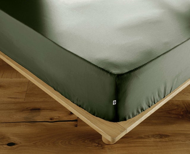 Drap-Housse 140 x 190 cm Percale de Coton 120 Fils Unie PERRINE – Romarin