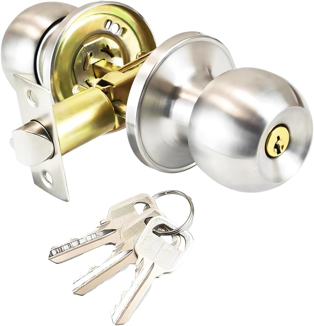 Poignée de porte ronde avec verrouillage – Serrure avec clé pour porte ...