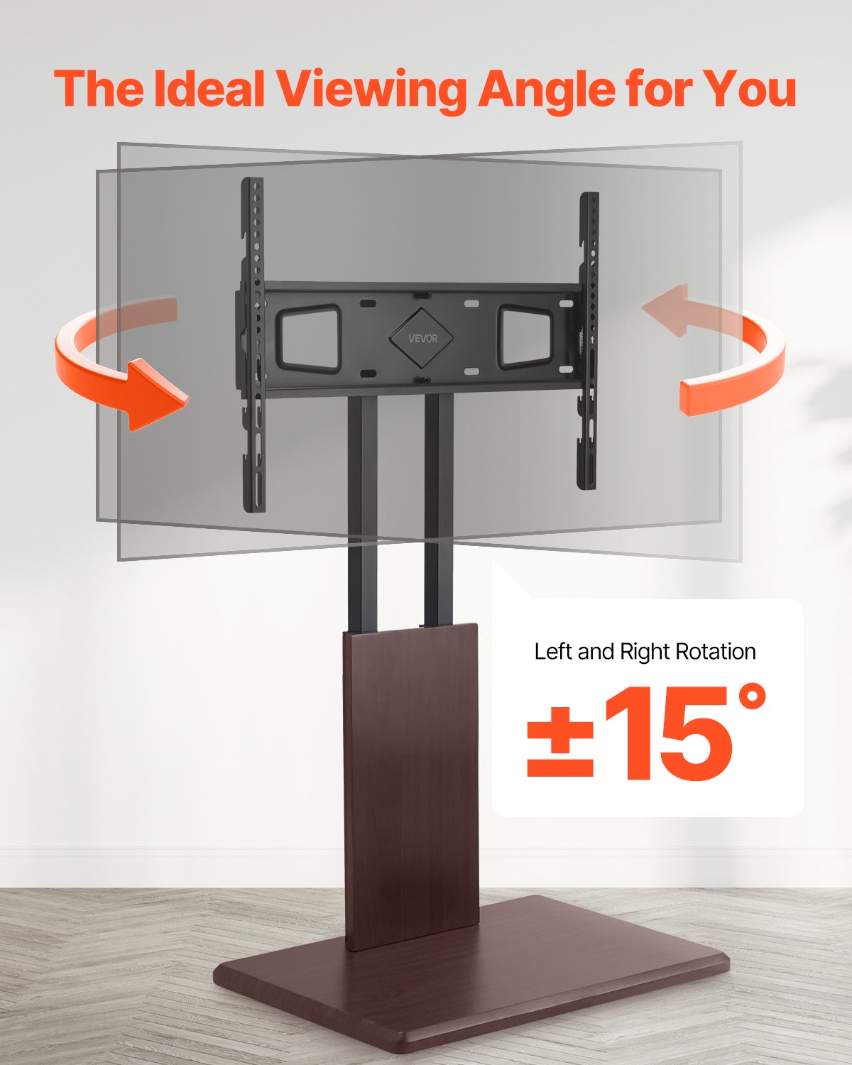 Support TV mobile universel,pour écrans VEVOR 32 à 70 pouces,avec multiprise,pivotant hauteur réglable,jusqu'à 45 kg,pour salon,chambre,bureau - 5
