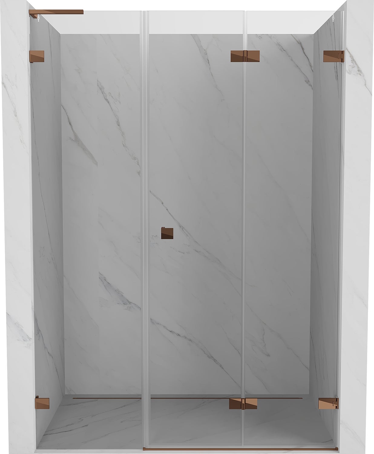 Mexen Lunar-F L drzwi prysznicowe składane prawe 145 cm, transparent, różowe złoto - 836SL-145-050-60-00-P