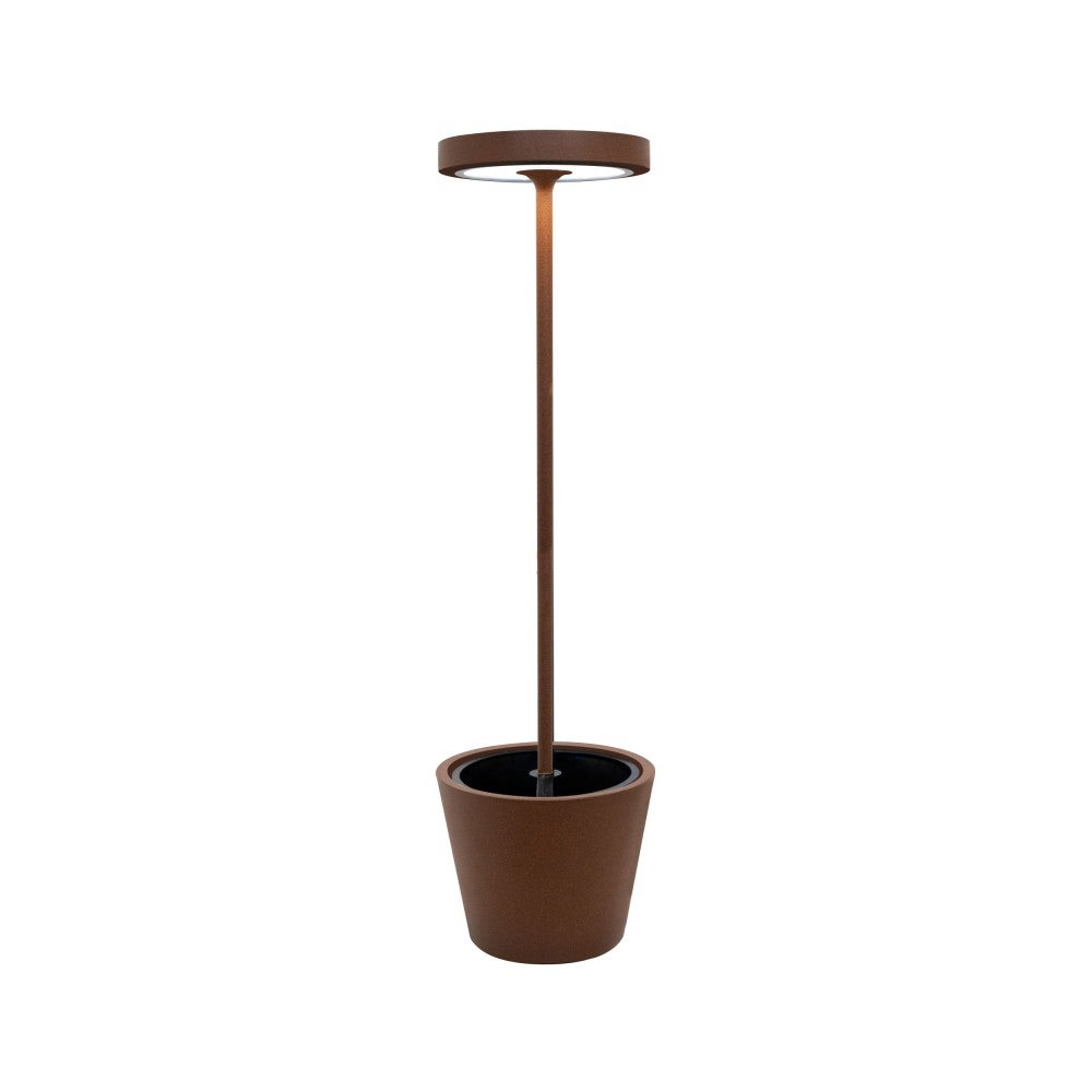 Poldina Reverso Solar L Corten lampa podłogowa LED 11,7 W, solarna i ładowalna, do wnętrz i na zewnątrz, nowoczesny design, wys. 156 cm