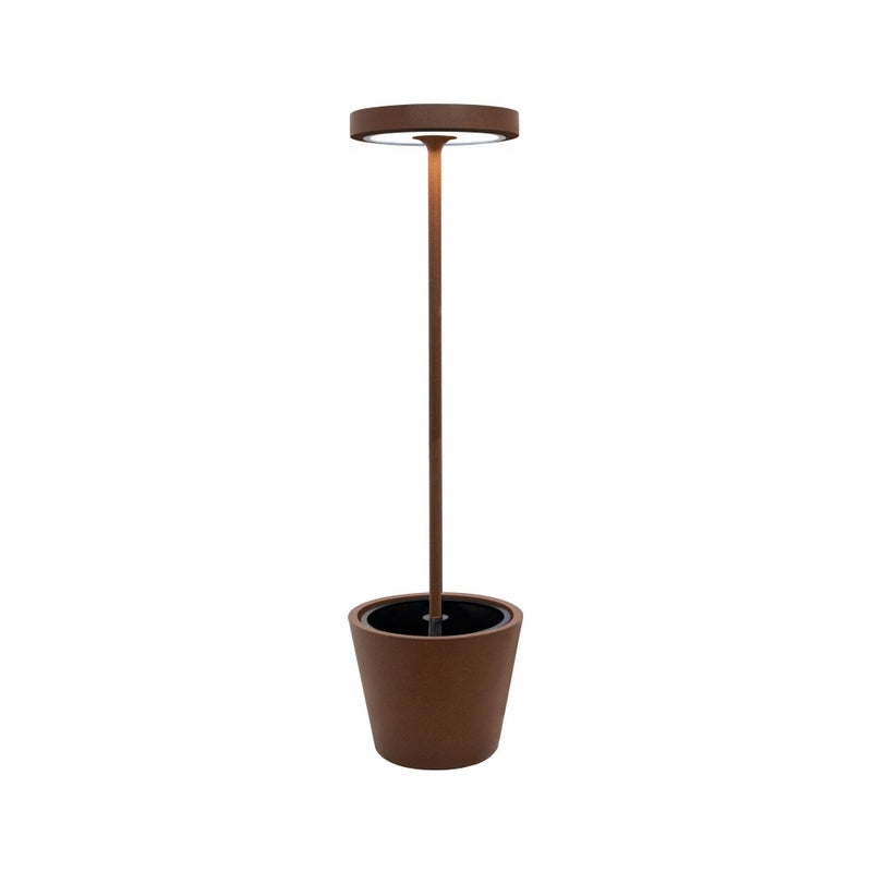 Poldina Reverso Solar L Corten lampa podłogowa LED 11,7 W, solarna i ładowalna, do wnętrz i na zewnątrz, nowoczesny design, wys. 156 cm
