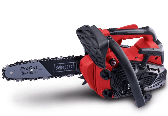 Scheppach Tronçonneuse thermique PCS26 - 25,4 cm³ - moteur 2 temps - longueur 25 cm - Øde coupe max 20 cm - vitesse de coupe 21 m/s - réservoir 0,23L