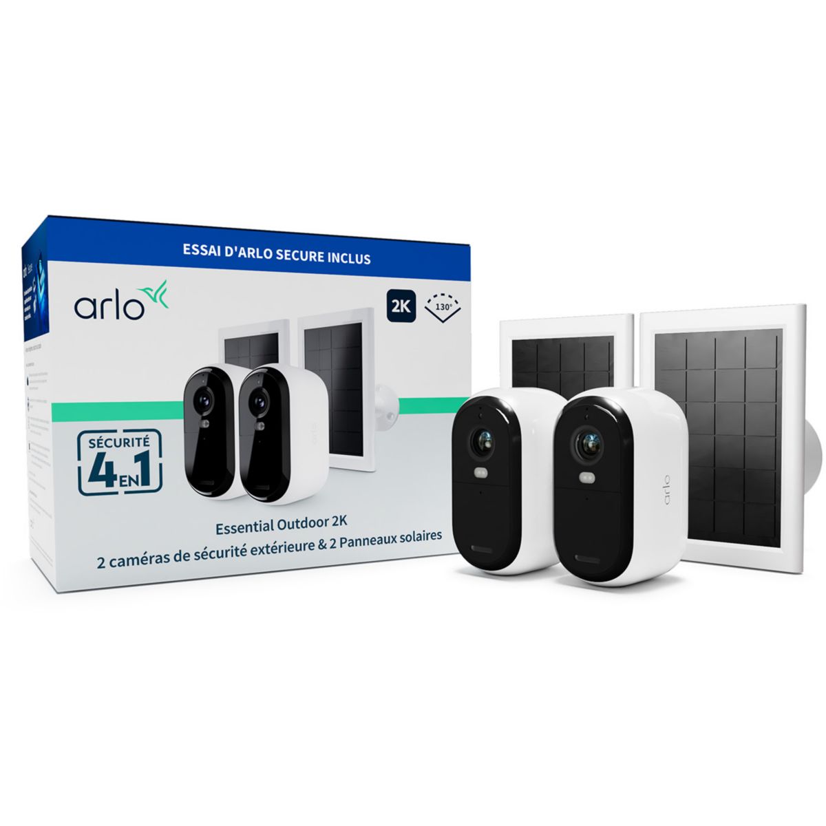 Caméra de surveillance ARLO 2 caméras Essential 2K+2 Panneaux sol. - 4