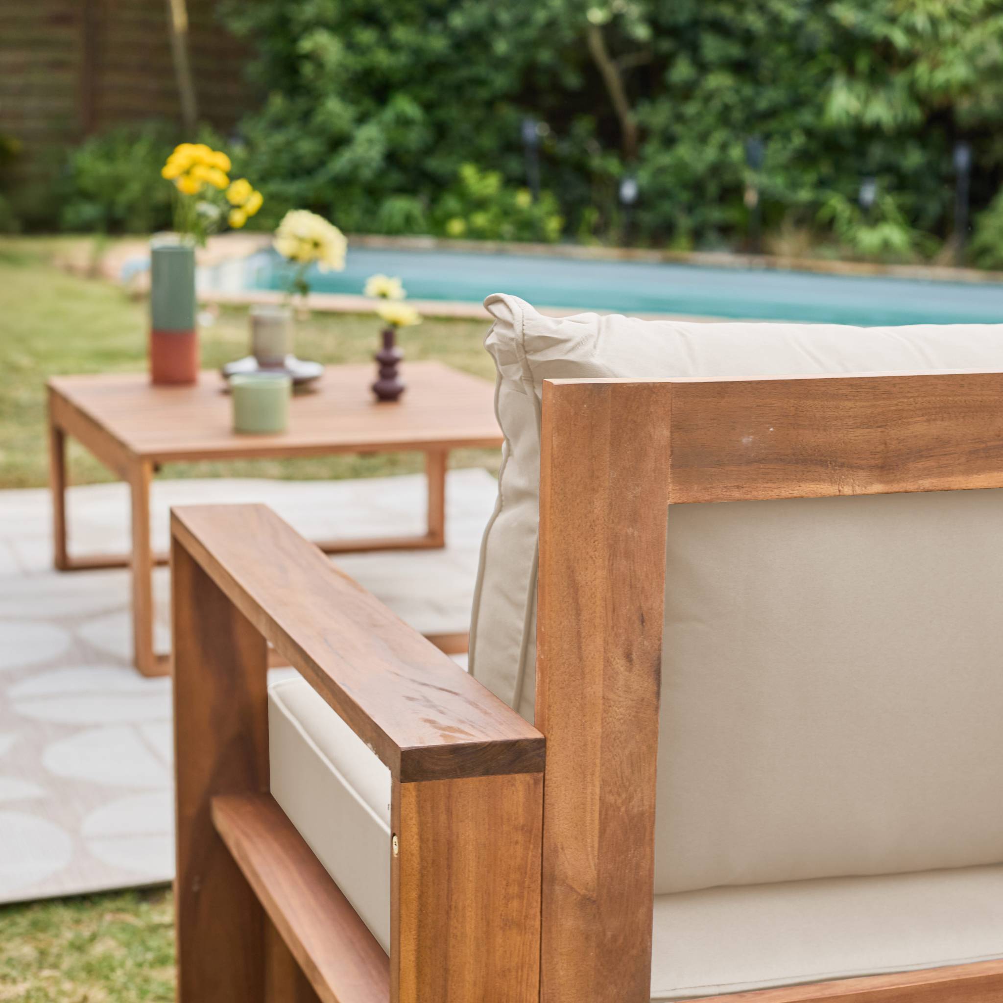 Salon de jardin en Bois Beige 5 personnes - 3