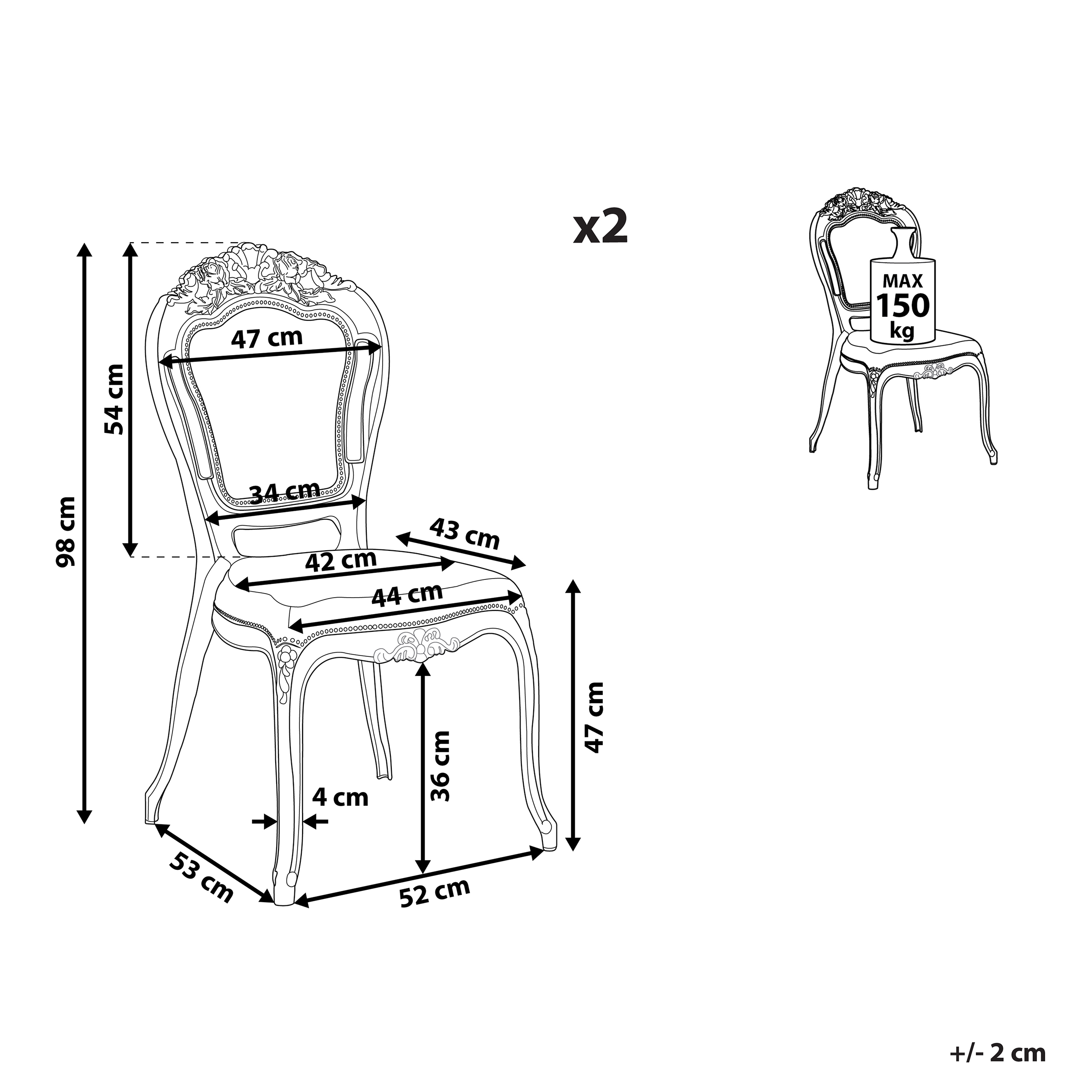 Set di 2 sedie da pranzo VERMONT Nero - 3
