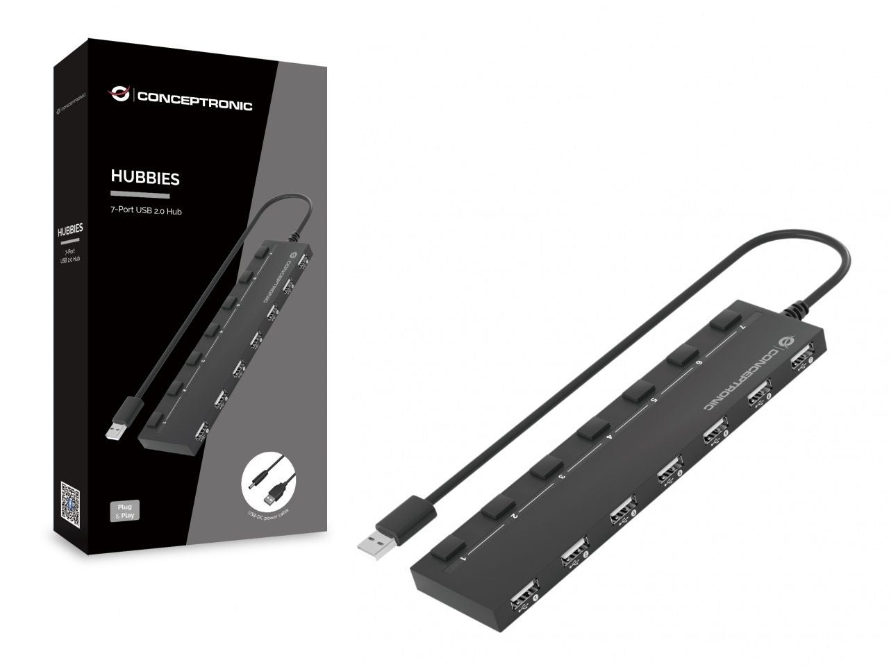 Conceptronic Hub Usb 2.0 Hubbies08 7 Puertos Con Interruptores - Imagen 2