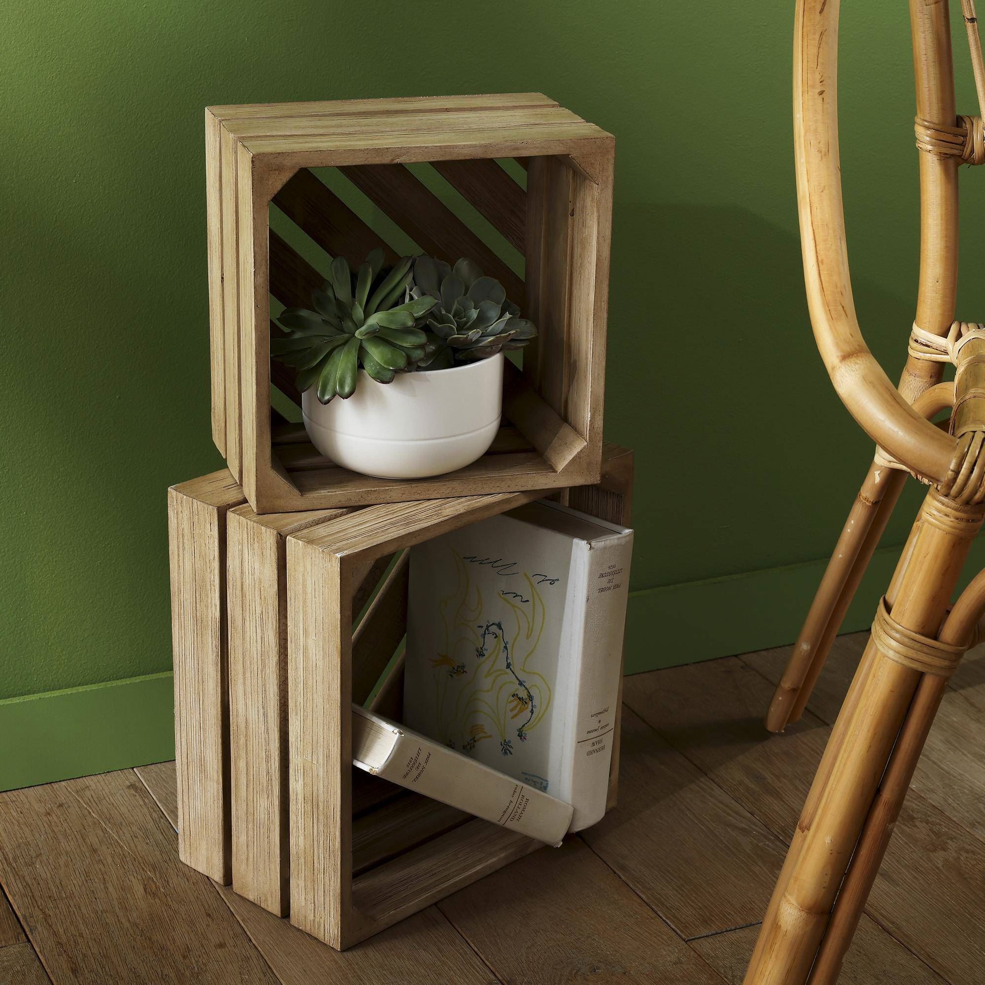 Set de 2 caisses CLAIRISSE naturel en bois | Leroy Merlin
