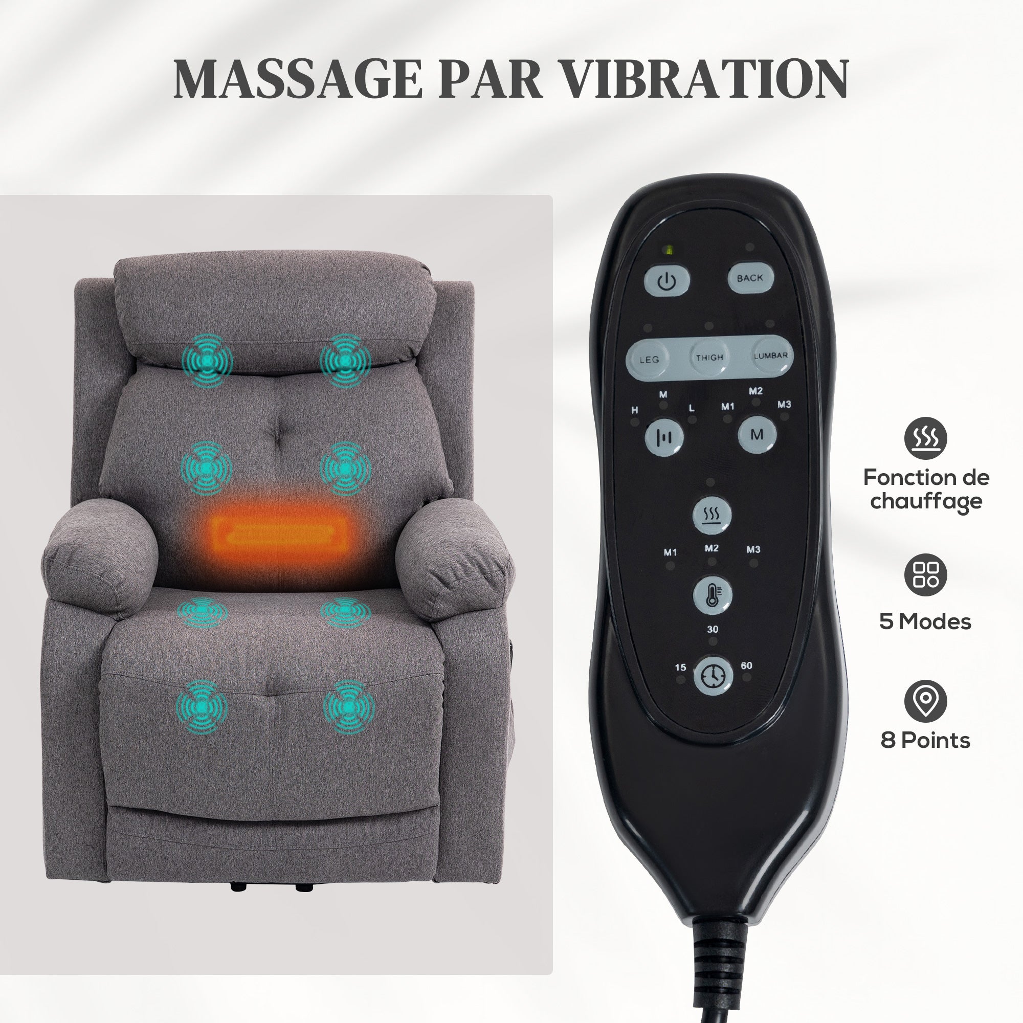 Fauteuil releveur électrique lin HOMCOM - 5