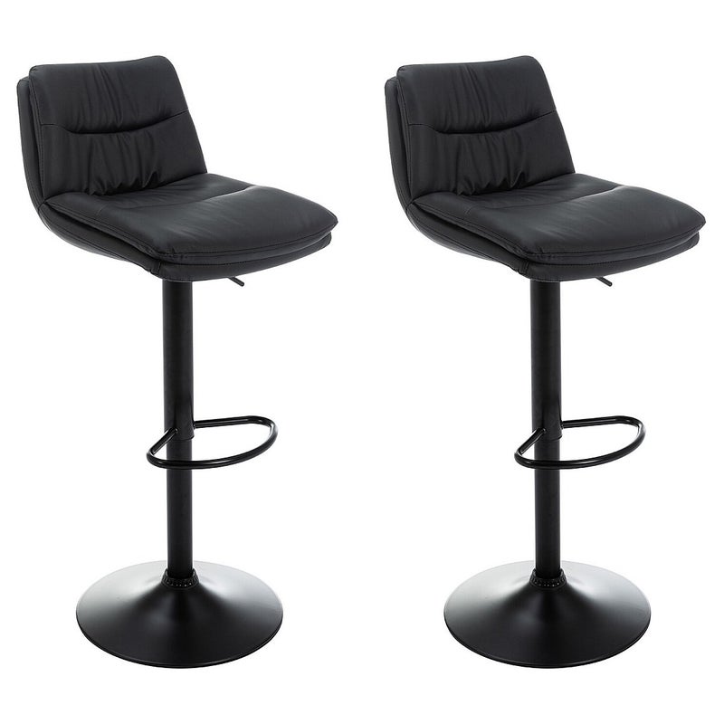 Zestawy 2 stołków barowych z ekoskóry i metalu - Czarny - KADERINA
