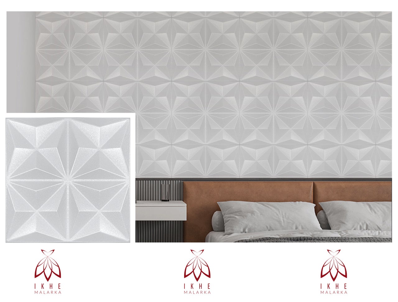 Panneau mural 3D blanc en polystyrène Vertigo motif effet relief Diamant 60x60 cm