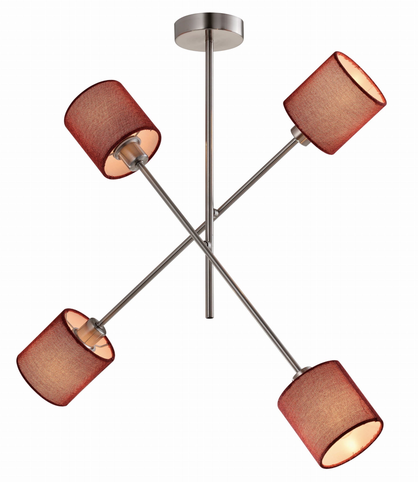 Lampa sufitowa wisząca Sax chromowana brązowa 4xE14x40W wym: 54 x 58 x 10 cm tkanina Candellux