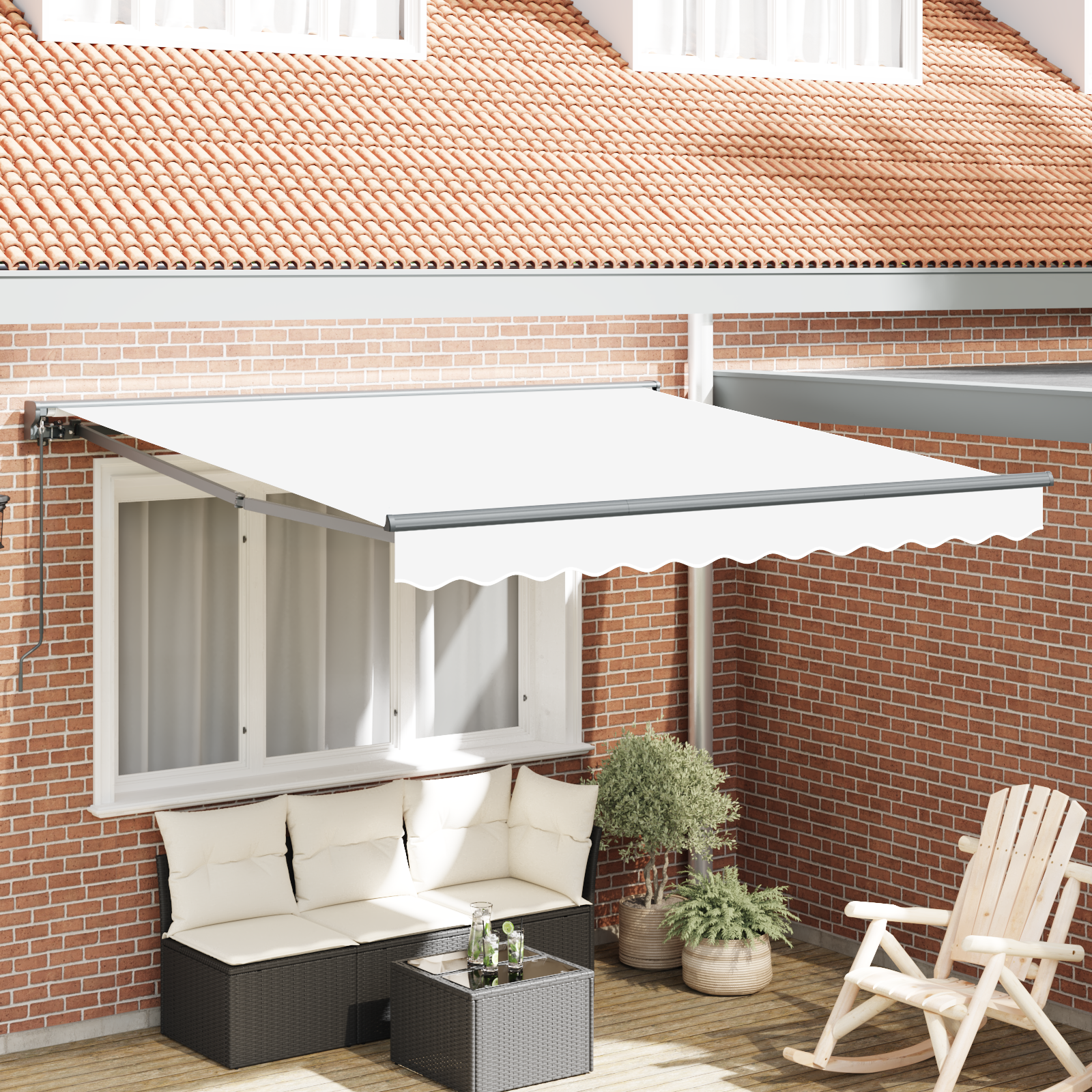 Rama markizy Biały 300 x 250 cm Poliester z powłoką PU vidaXL