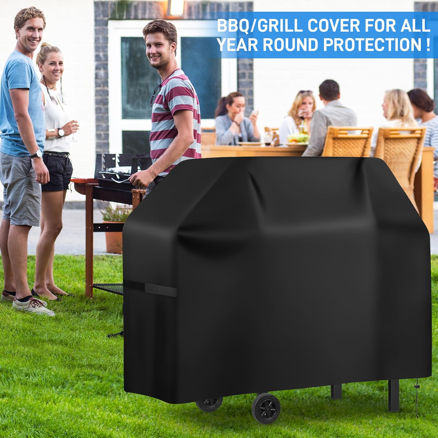 Housse Plancha Exterieur, Housse Barbecue Exterieur Imperméable, Housse Barbecue Gaz, Résistante de 420D Oxford, (132x66x109cm) - 4