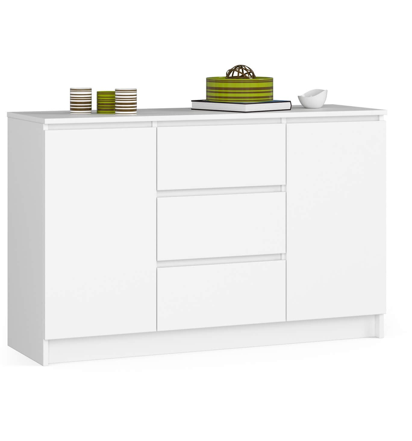 Komoda AKORD K016 Biała 120 cm 2 drzwi 3 szuflady kolor Biały mat 4 półki 120x40x77 cm