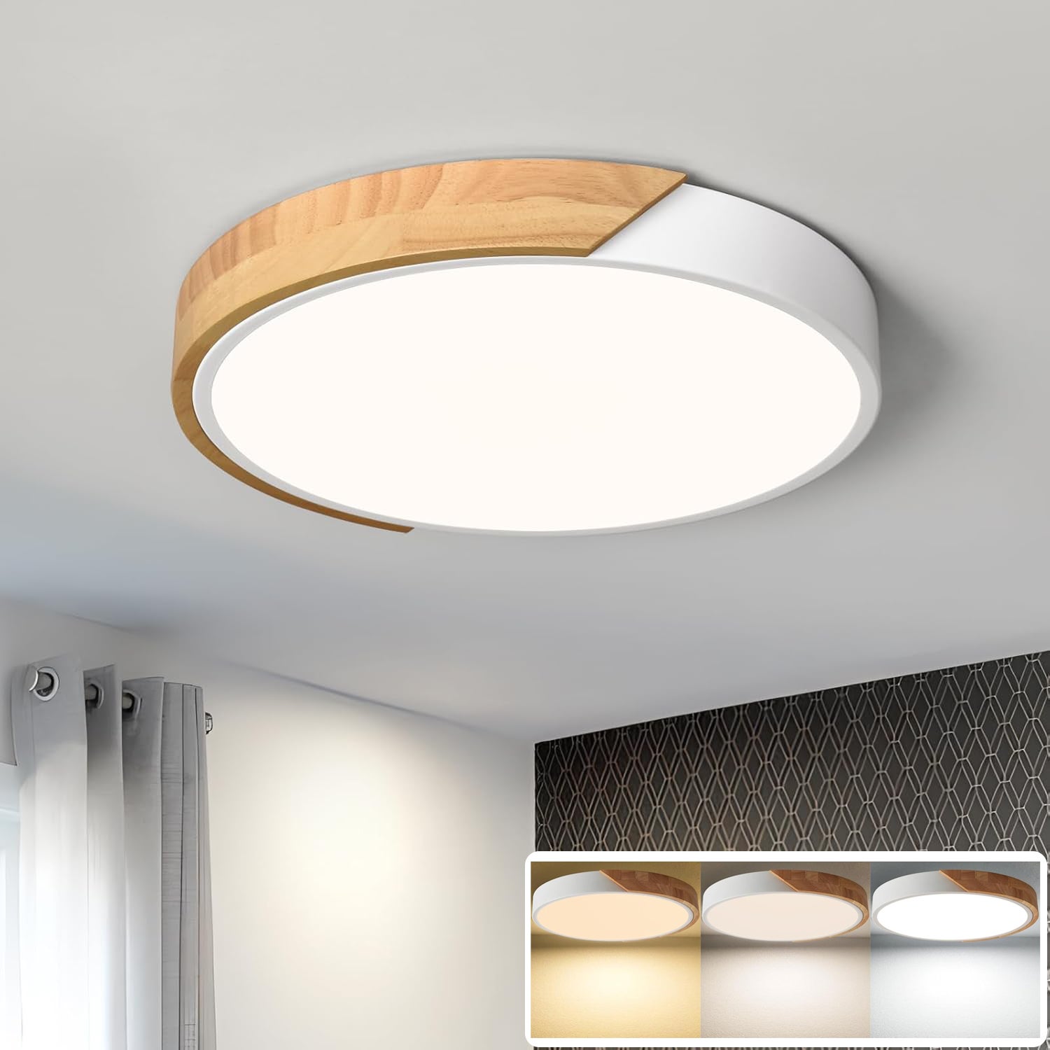 Lampa sufitowa LED 30CM, metalowa lampa sufitowa, nowoczesna lampa sufitowa 24W, białe światła dekoracyjne, 3 temperatury barwowe (3000K~6000K)