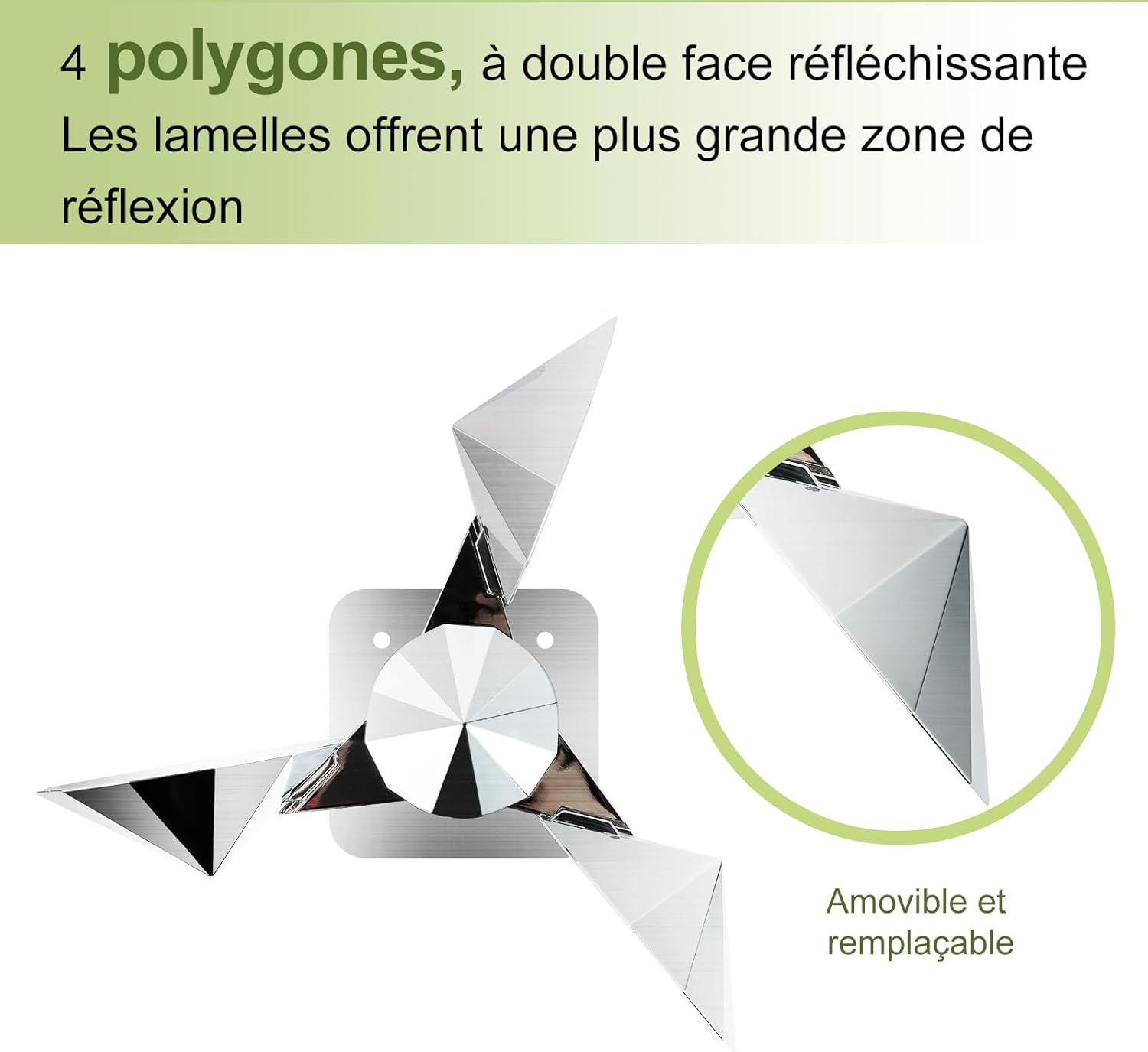 Répulsif anti-pigeons pour balcon, réflecteur à 360°, base en aluminium, répulsif anti-pigeons pour jardin, toit et balcon - 4
