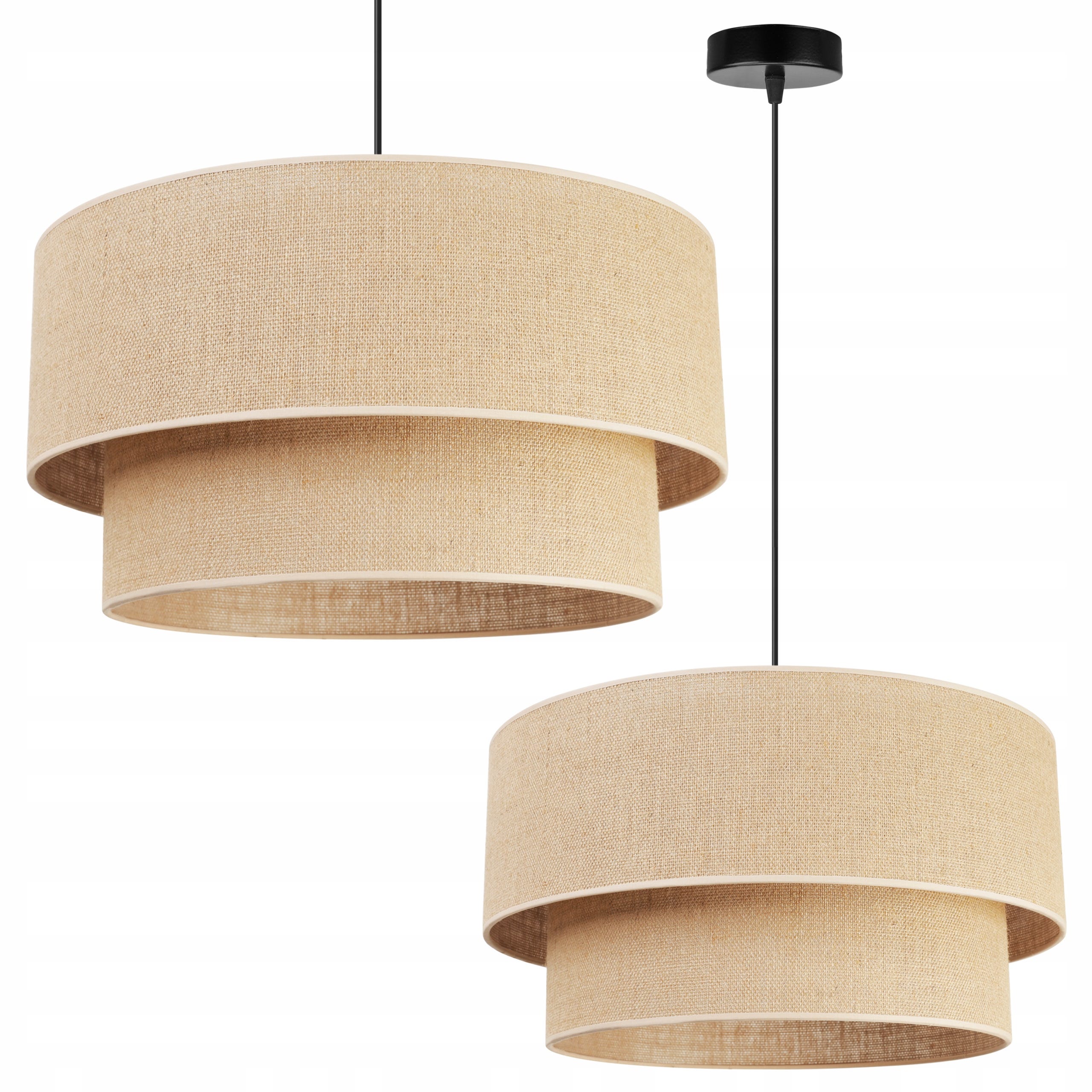 Suspension Juta Loft, abat-jour cylindrique asymétrique beige, 1 x E27 ...