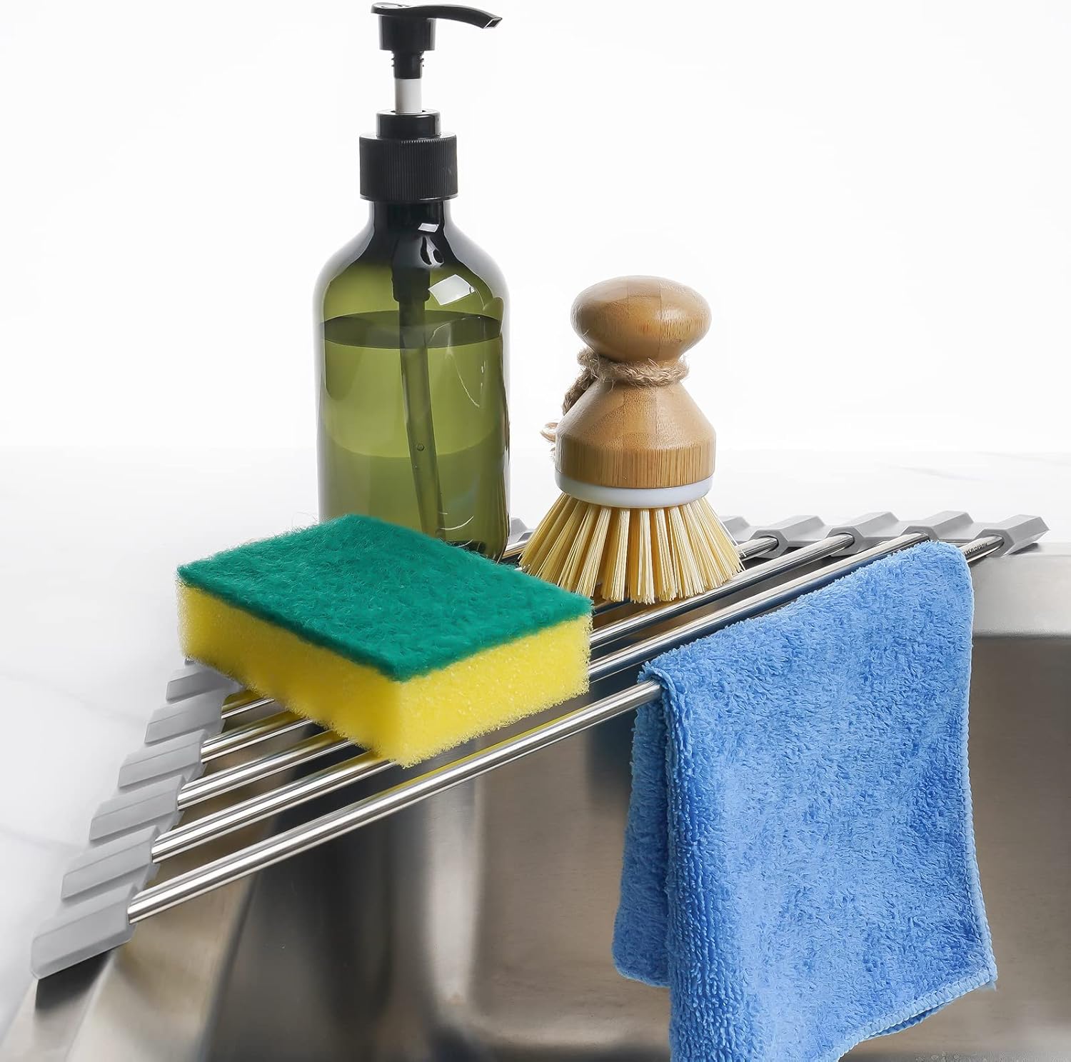 Scolapiatti avvolgibile in silicone sopra il lavello, larghezza 52 cm x lunghezza 33 cm, scolapiatti arrotolabile | Leroy Merlin