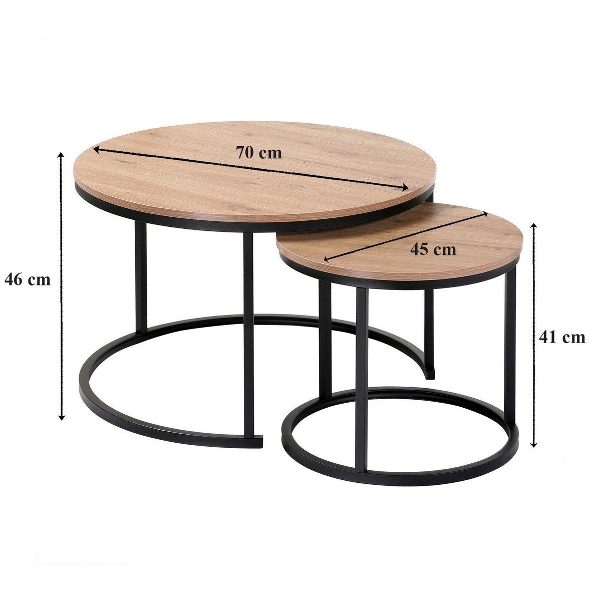 Lot de 2 Tables Basses Gigognes Rondes L70 cm - LENNY - 5