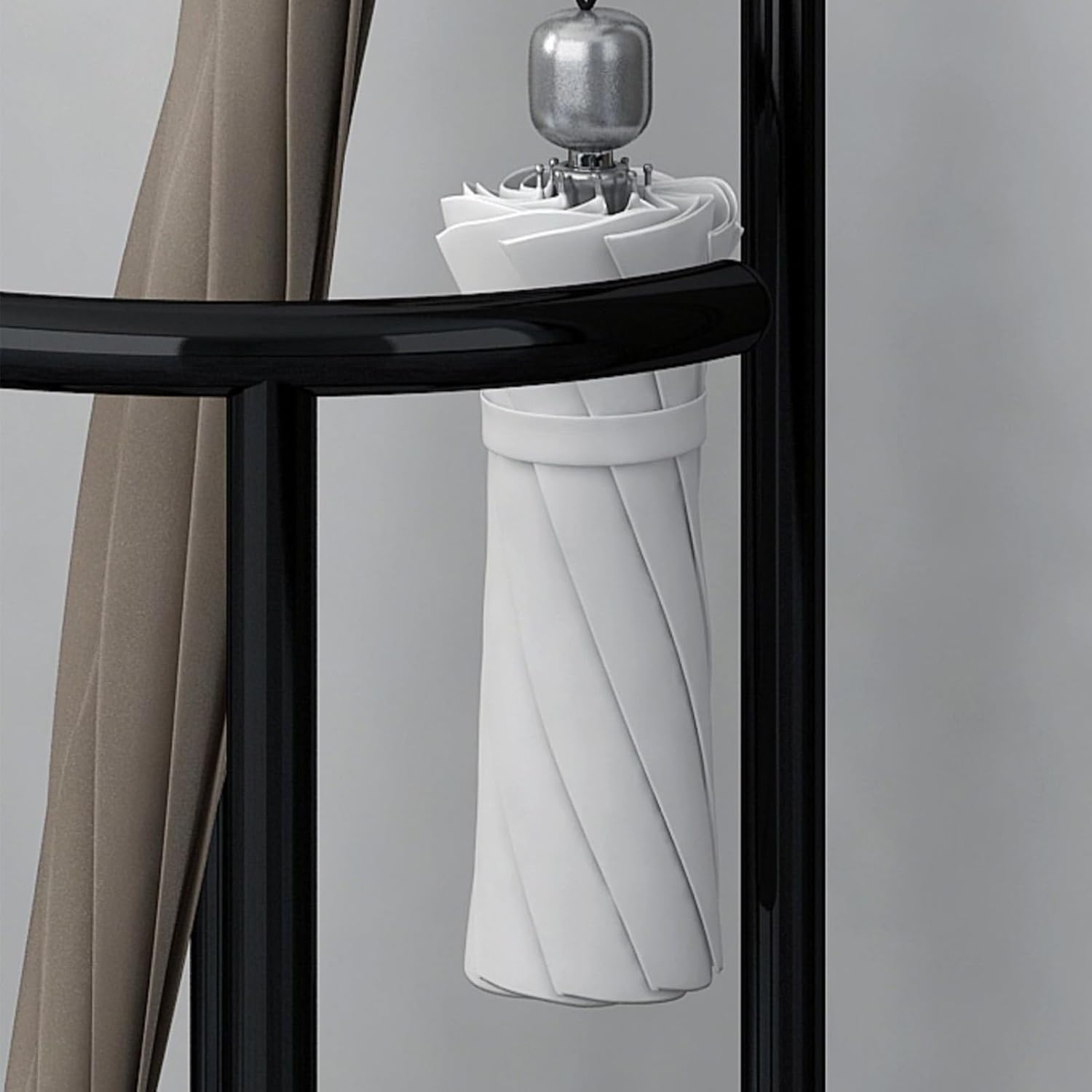 Porte-parapluie grande capacité avec bac de récupération | Compact et idéal pour les entrées, les maisons, l'extérieur et les bureaux (blanc) - 3