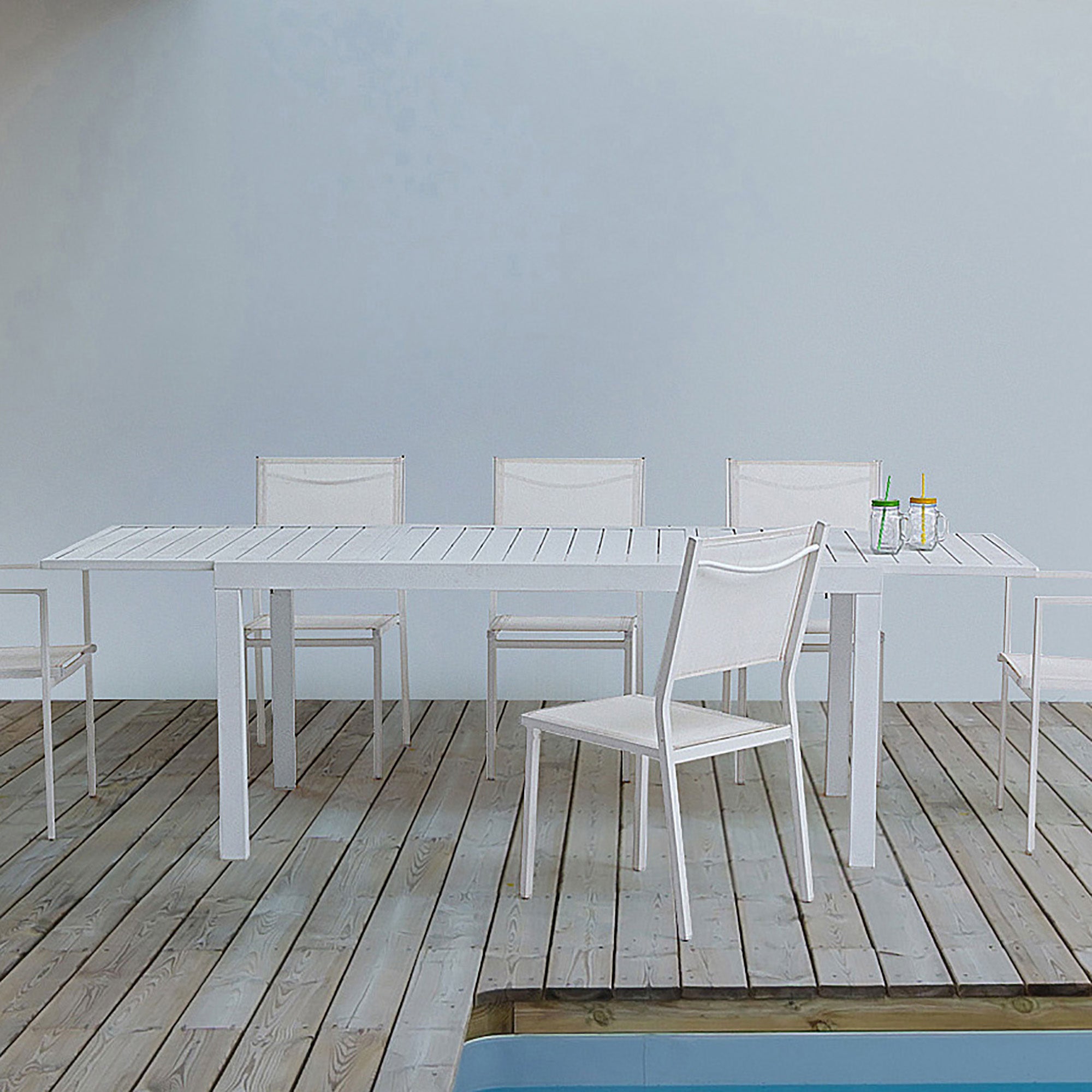 Table extensible 140-210x77 blanc en aluminium