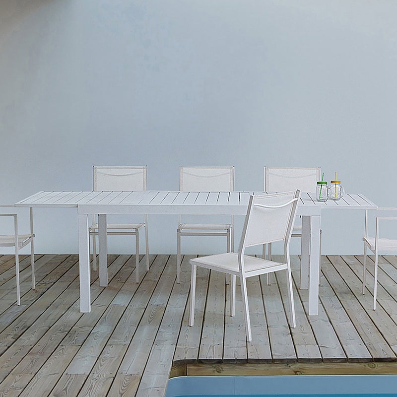 Table extensible 140-210x77 blanc en aluminium