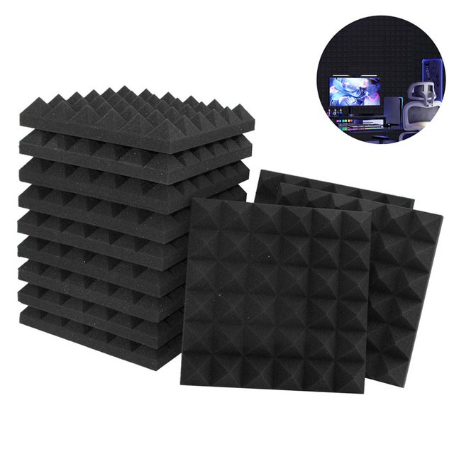 Panele akustyczne, opakowanie 12 szt., pianka akustyczna 30x30x5 cm, ognioodporne, dźwiękoszczelne panele ścienne, dźwiękoszczelne panele piankowe