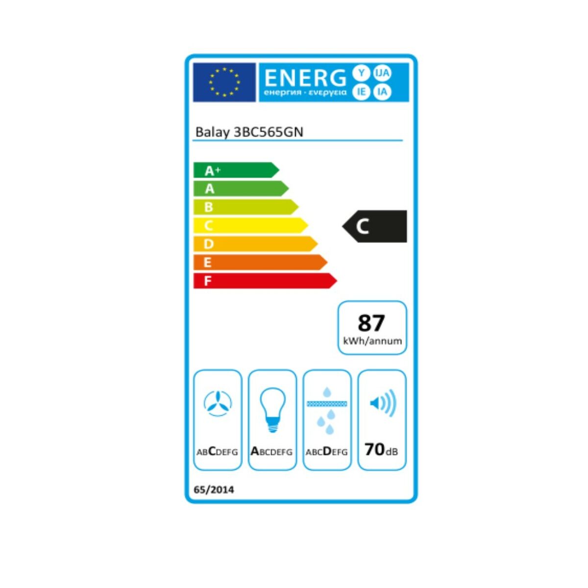 Hotte standard Balay 3BC565GN 60 cm 530 m³/h 216 W C Noir - 2