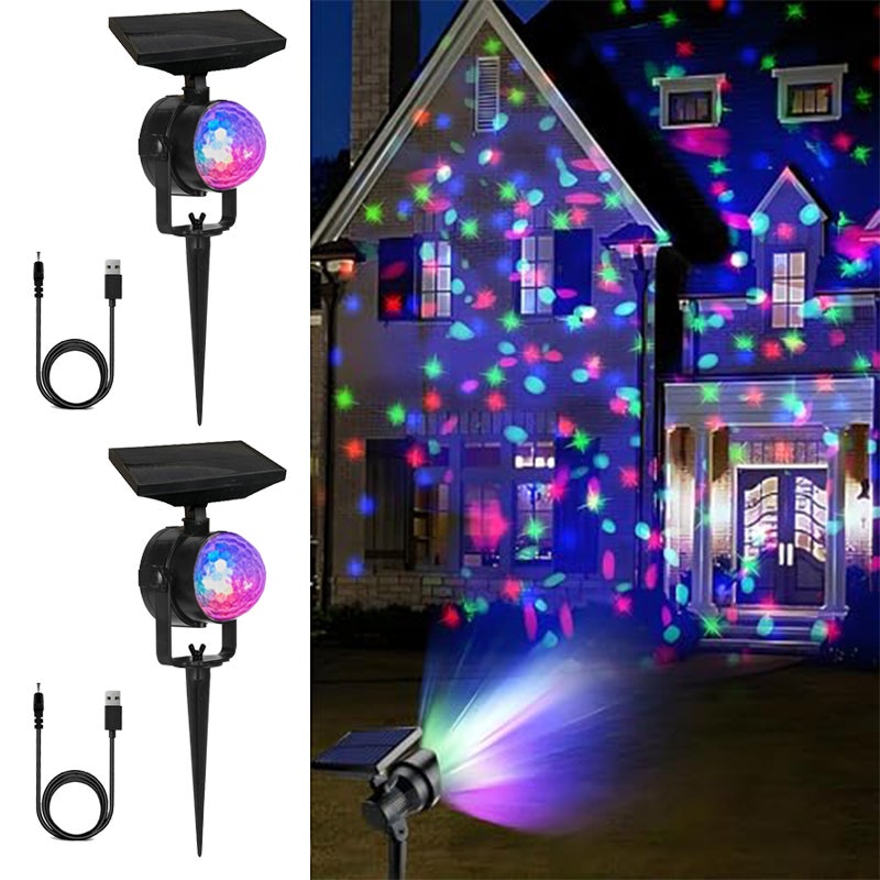 Zestaw obrotowych lamp solarnych projekcyjnych z kolorami do użytku zewnętrznego wodoszczelne lampy dekoracyjne z projekcją LED kolorowe światło RGB