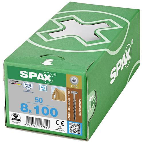 SPAX 0257000800805 R 88193 m.Spitze/T-STAR TG Vis à bois 8 mm 80 mm T-STAR plus acier inoxydable A2 50 pc(s) - 3