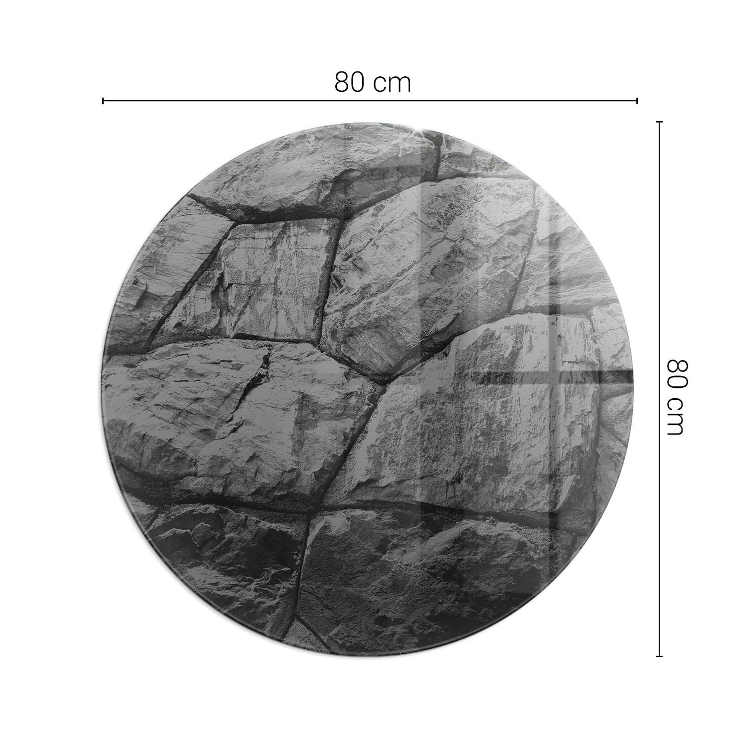 Szklana podkładka pod kominek ze szkła hartowanego - fi 80 cm - Naturalny kamienny wzór - TULUP - 2