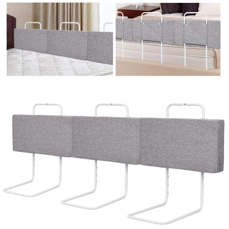 Barrière De Lit Bébé Willonin 70-99 Cm Réglable En Hauteur - Sécurité Anti-Chute, Maille Respirante, Gris 150 Cm