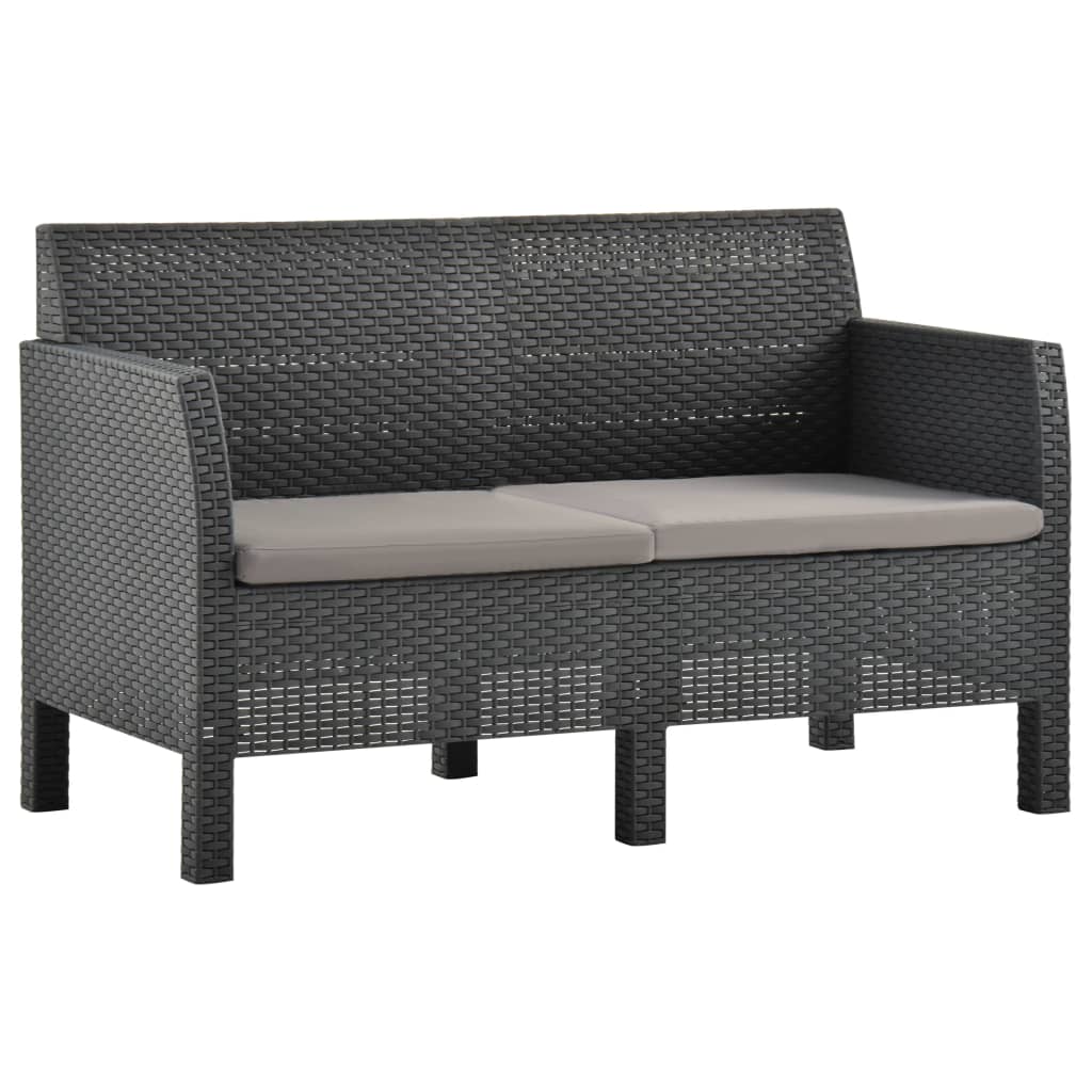 Maison Exclusive - Set Divani da Giardino 2 pz con Cuscini in Rattan PP Antracite - 4