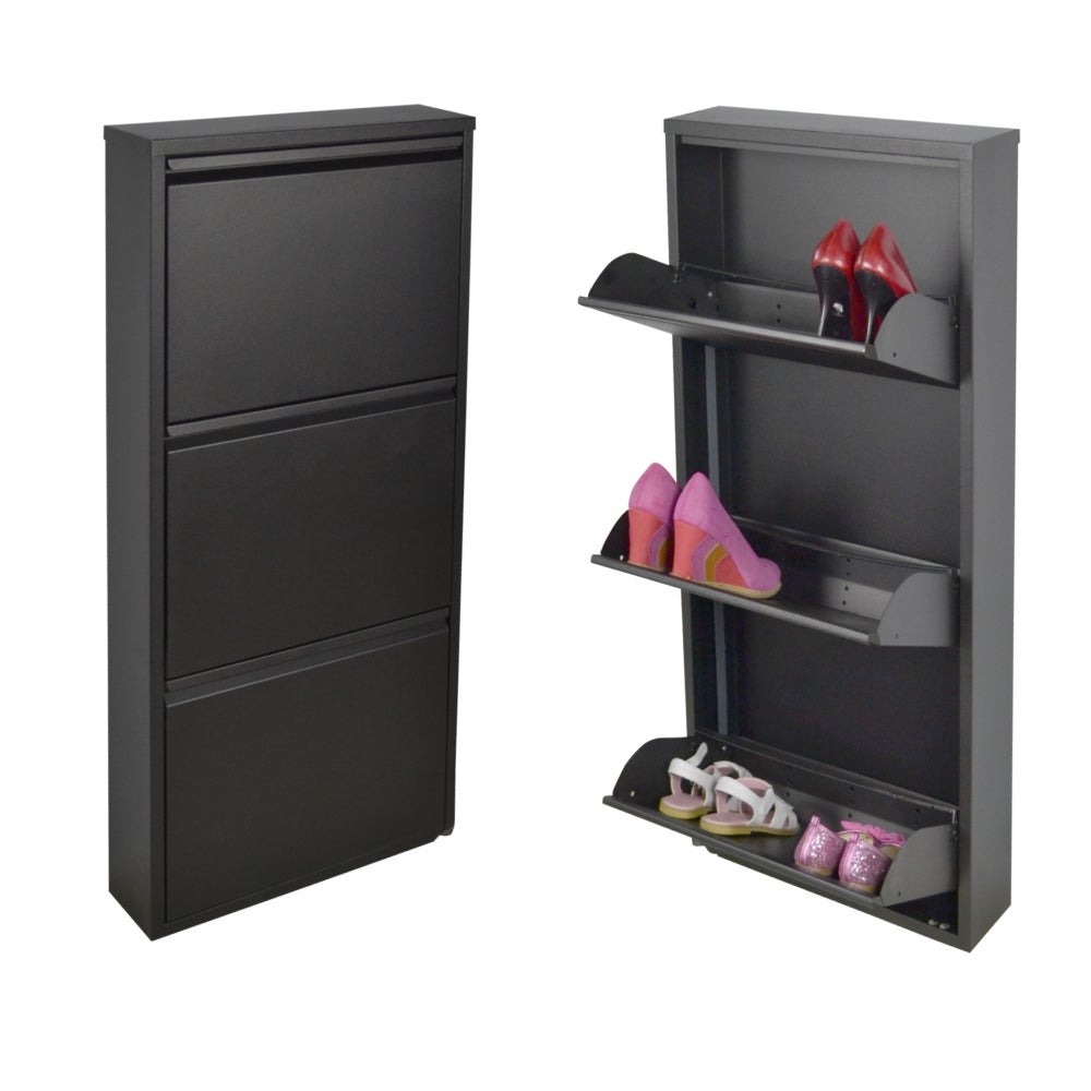 Scarpiera Metallo 3 Ante WDMT – 103x15x50 Cm – Nero Opaco – NATURN Living