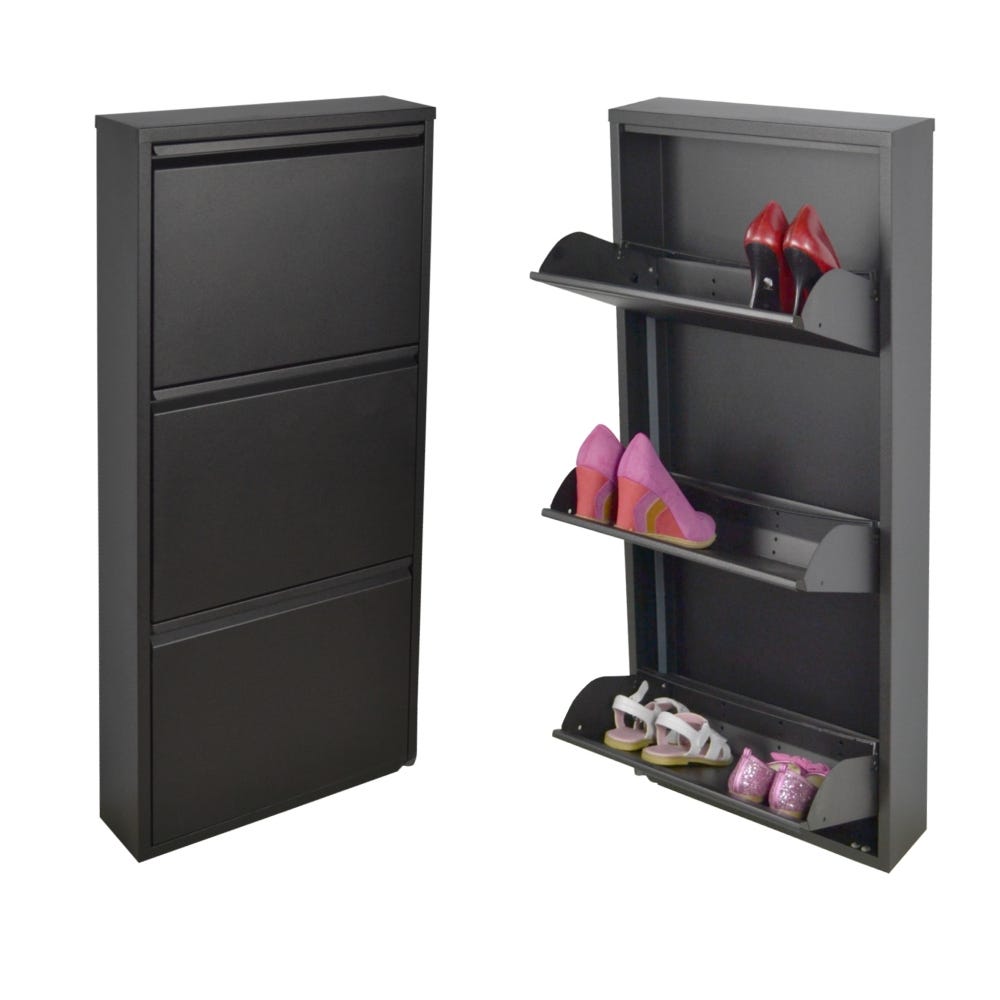Scarpiera Metallo 3 Ante WDMT – 103x15x50 Cm – Nero Opaco – NATURN Living