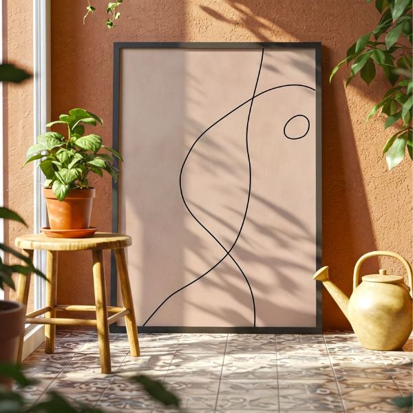 Set 4 Quadri Su Tela Verde Geometrici Astratti - Decorazione Da Parete Minimalista 40x40cm