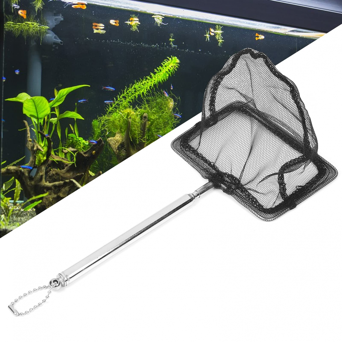 Filet De Pêche Extensible 5 Sections – Acier Inoxydable, Manche Télescopique, Maille Fine, Pour Lac/rivière