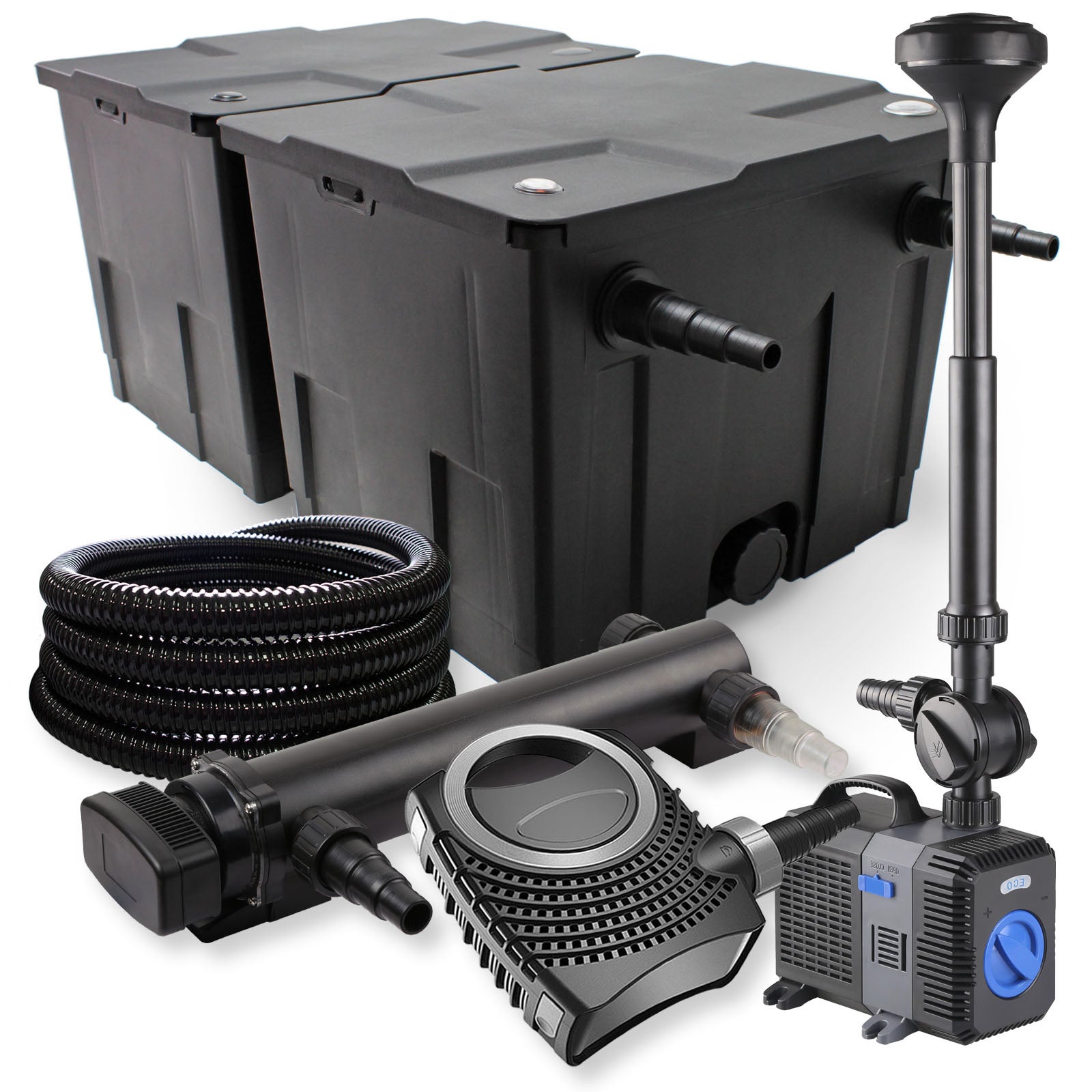 Sunsun Set SunSun Set Filtro a 2 camere 60000l Chiarificatore UVC 36W Pompa ...