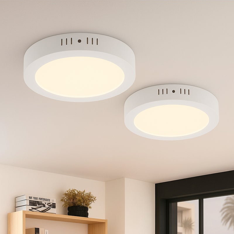Nettlife Lampa sufitowa Plafon LED, Zestaw 2 sztuk, okrągła, 18W, 3000K, IP44, wodoodporna, biała