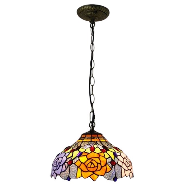 Bextcok 30CM Lustre en verre Tiffany de style rétro européen,luminaire de luxe,idéal pour la maison,le restaurant, l'hôtel, le café, le bar ,E27/220v