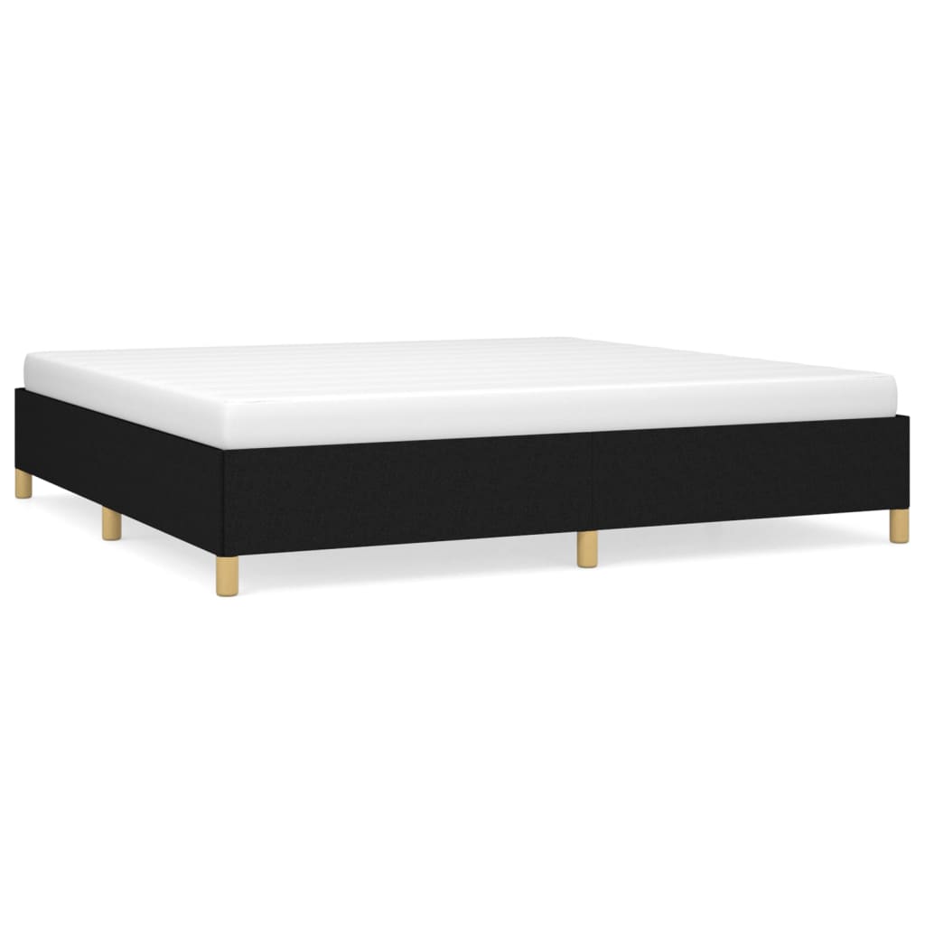 Cadre de lit sans matelas noir 200 x 200 cm tissu - 2