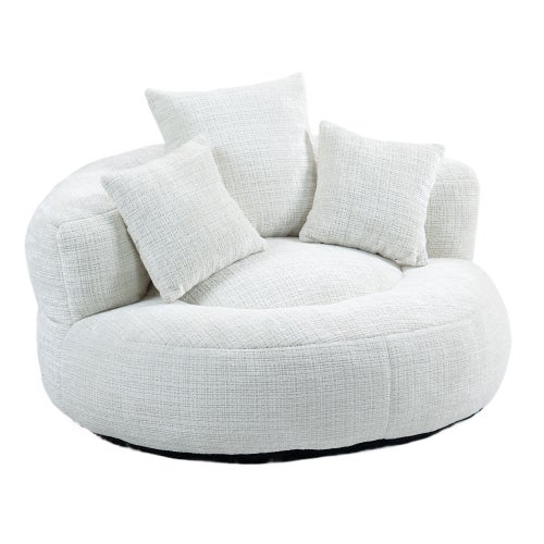 Poltrona Lazy Sofa com três almofadas, assento confortável com encosto alto, para adultos e crianças, interior/exterior, chenille bege - 2