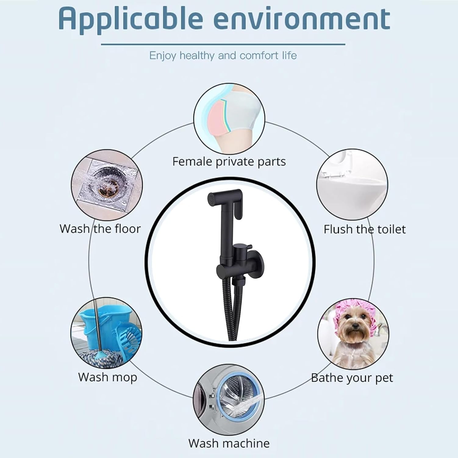 Peinture noire chaude et froide tout cuivre ensemble corps de vanne en cuivre + tuyau de 1,5 m + pistolet de pulvérisation en cuivre - 4