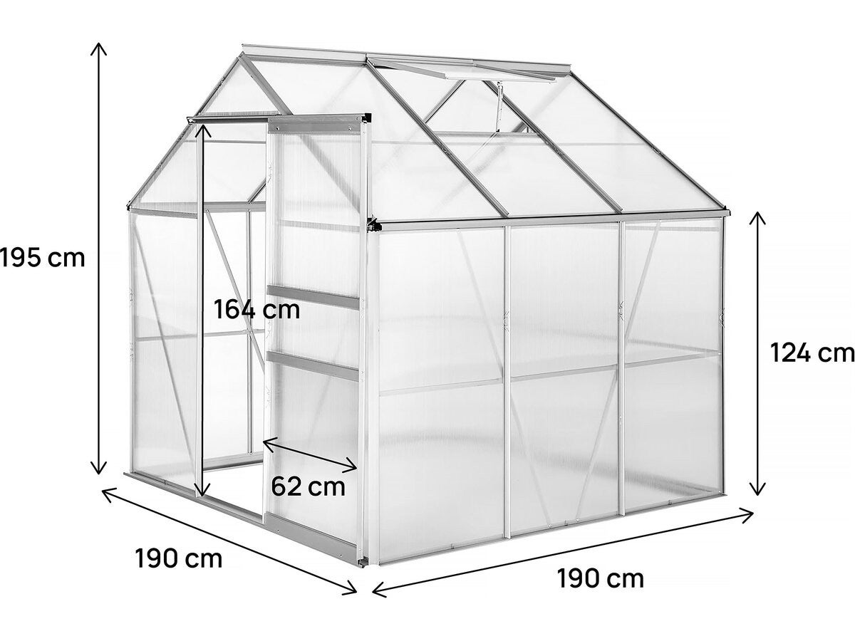 Serre jardin polycarbonate 190 x 190 x 195 cm 