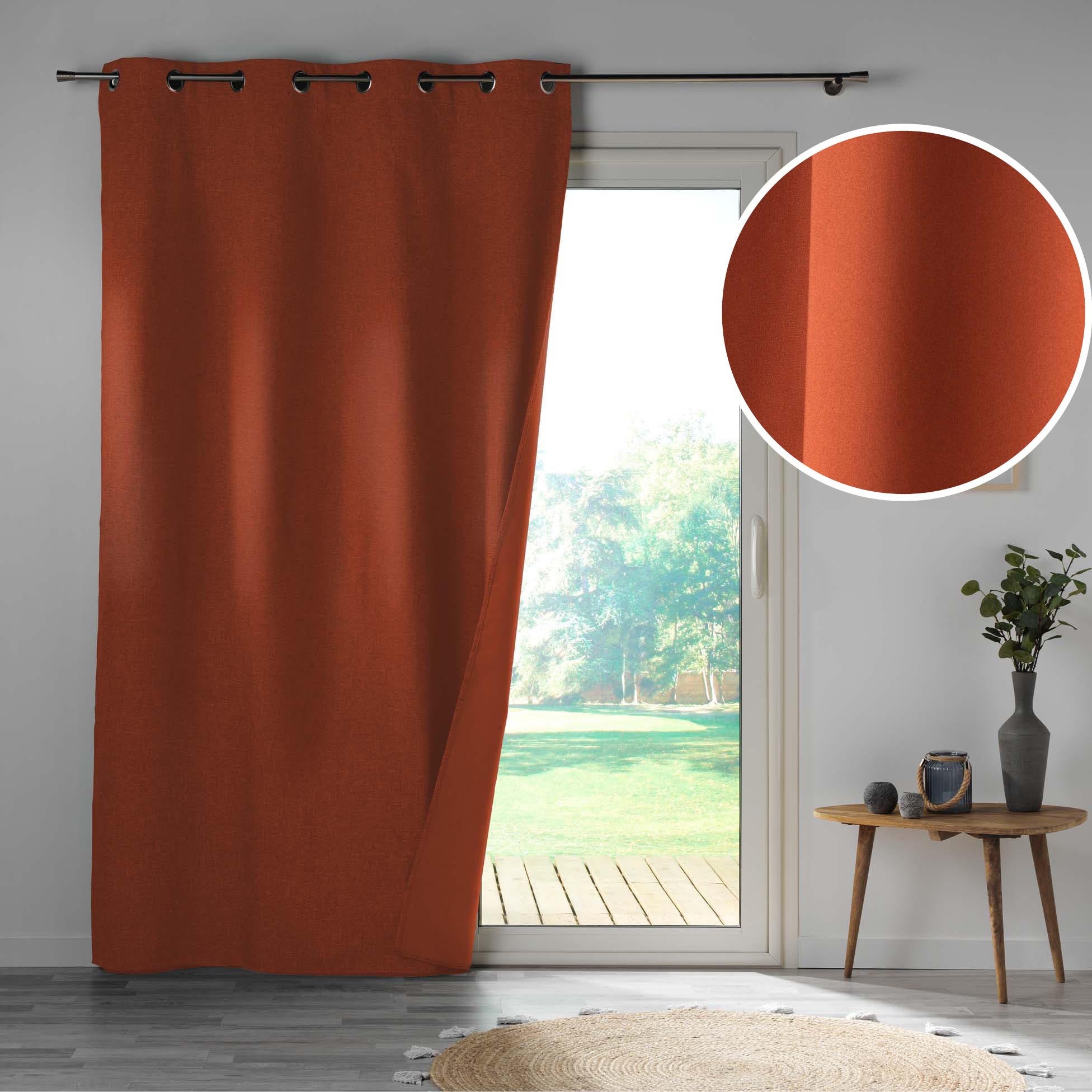 Lot De 2 Rideaux Occultants 140 Cm – Rouge – Texturé – Occasion Neuf