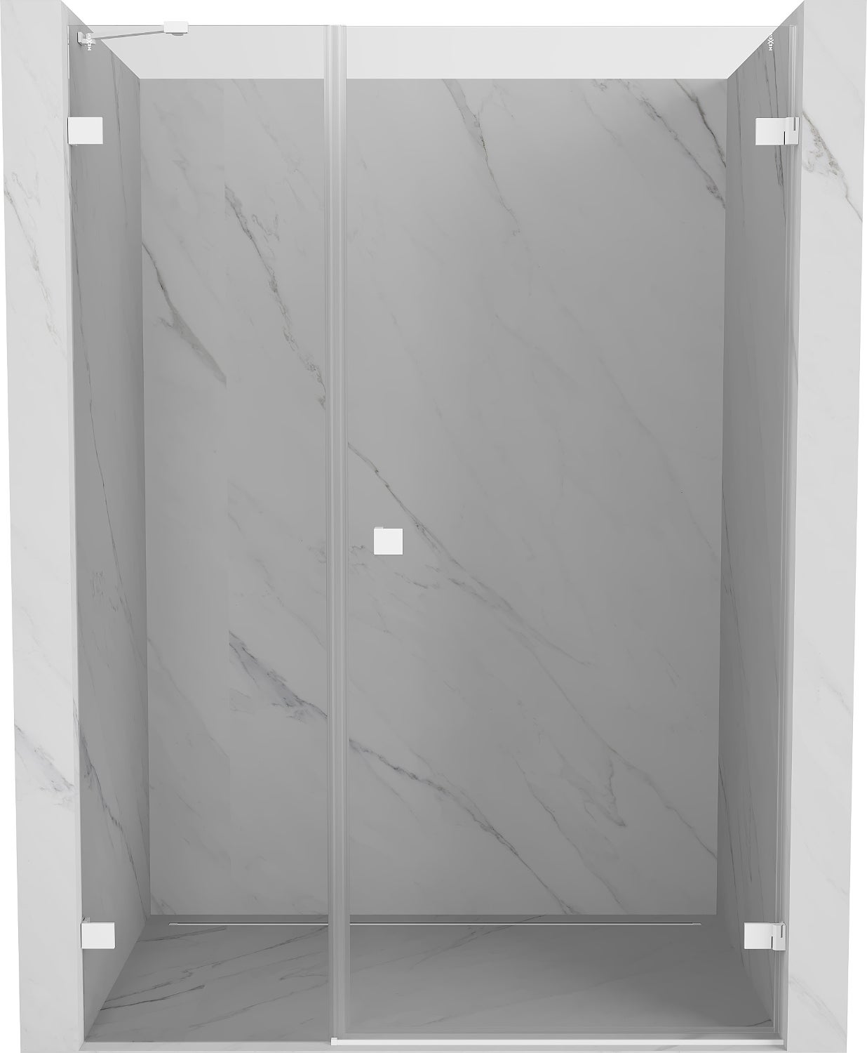 Mexen Lunar-B drzwi prysznicowe uchylne prawe 135 cm, transparent, białe - 832S-135-050-20-00-P