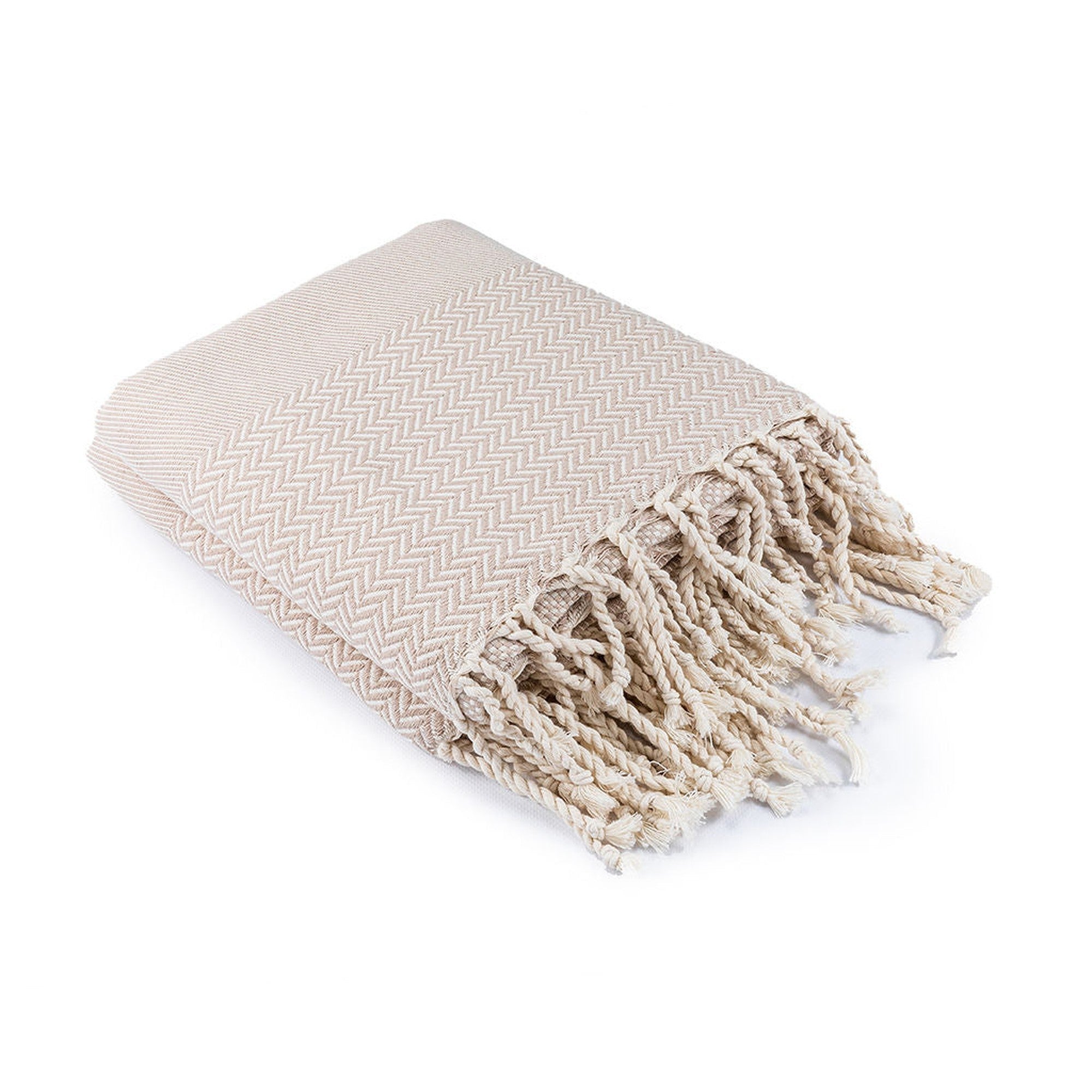 Plaid 130x170 coton taupe clair - 2